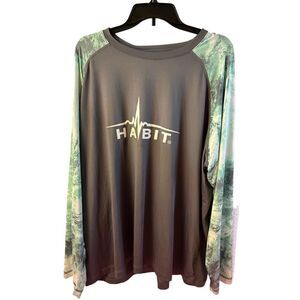 Habit Swim camouflage long sleeve rash guard xxl 2x solar-factor gray green